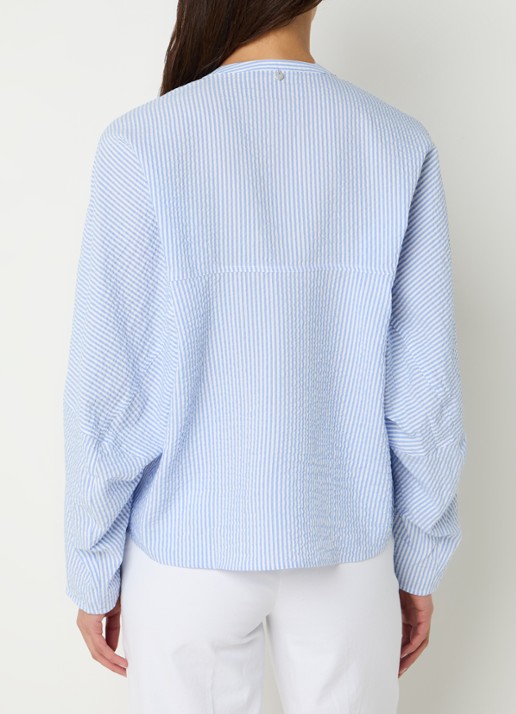 River Woods Blouse met streepprint - achterkant lichtblauw