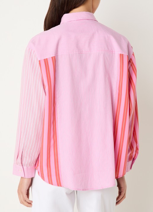 River Woods Blouse met streepprint - achterkant 3 roze