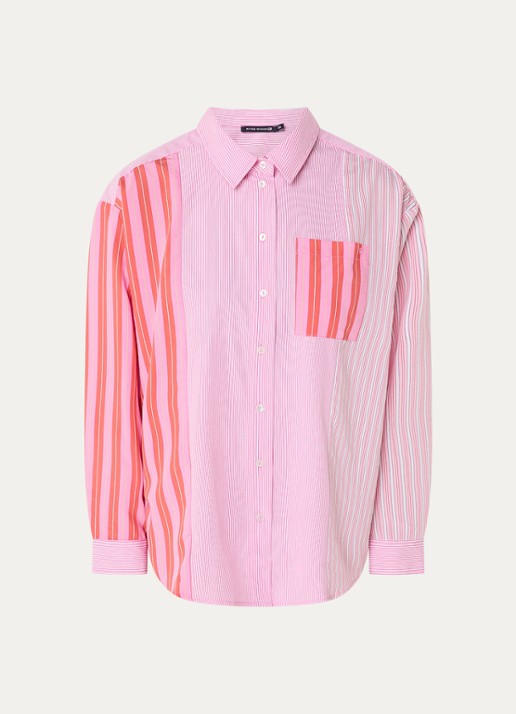 River Woods Blouse met streepprint - voorkant roze