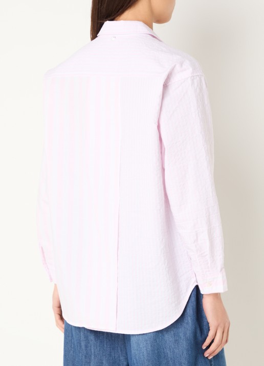 River Woods Blouse met streepprint - achterkant 4 lichtroze