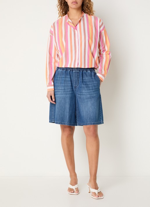 River Woods Blouse met streepprint - voorkant 3 roze