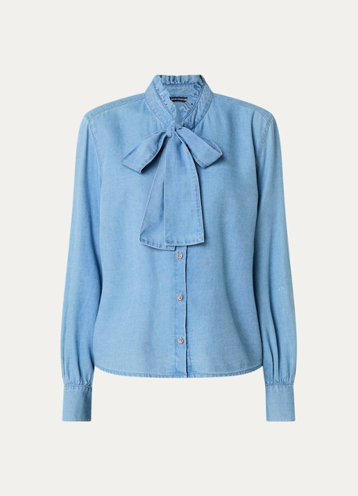 River Woods Blouse van chambray - voorkant 3 lichtblauw