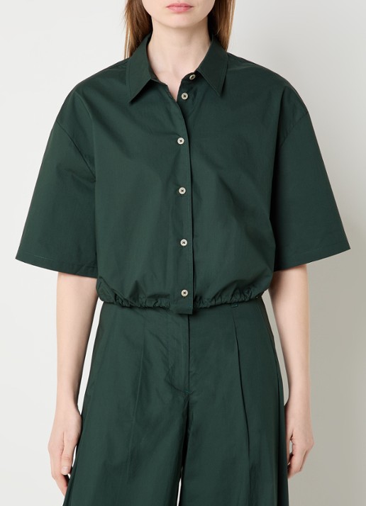 River Woods Cropped blouse met trekkoord