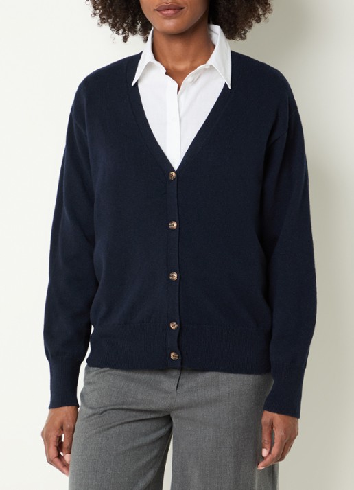 River Woods Fijngebreid vest van merino wol met V-hals
