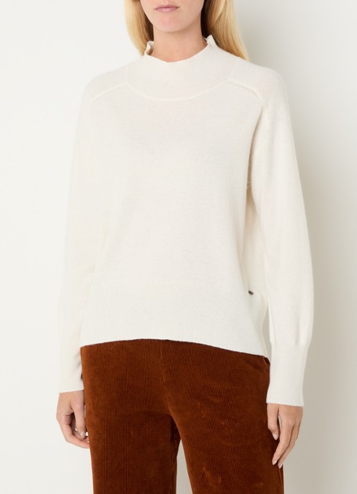 River Woods Fijngebreide pullover van wol met opstaande kraag