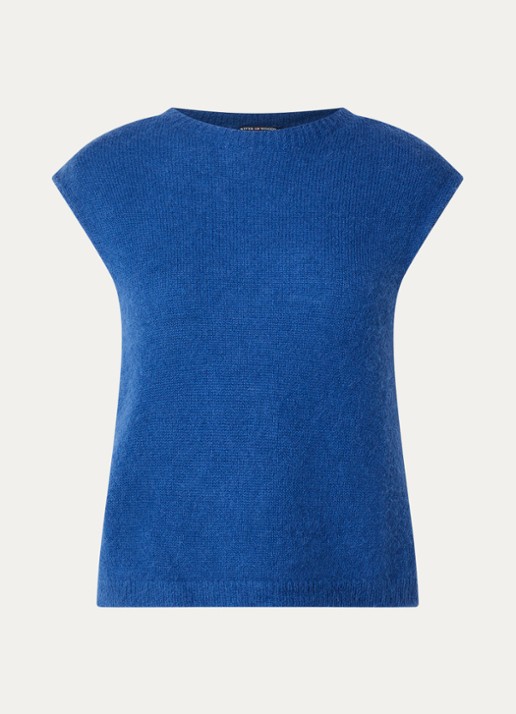 River Woods Fijngebreide spencer in alpaca wolblend - voorkant 2 kobaltblauw