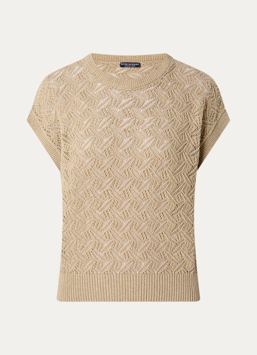 River Woods Fijngebreide top met opengewerkt dessin - voorkant 3 beige