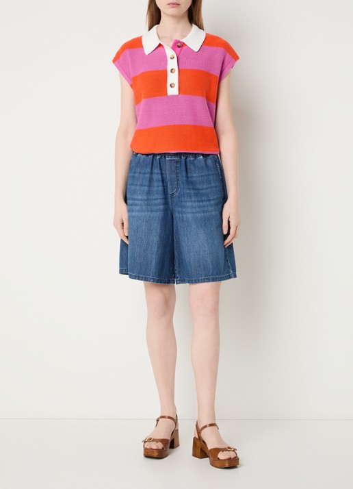 River Woods Fijngebreide top met streepprint - voorkant 2 orange