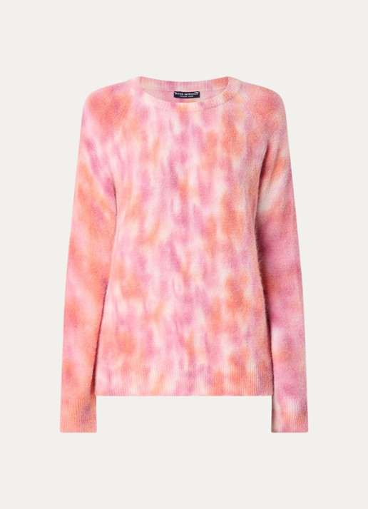 River Woods Fijngebreide trui in alpaca wolblend met tie-dye dessin - voorkant 3 roze