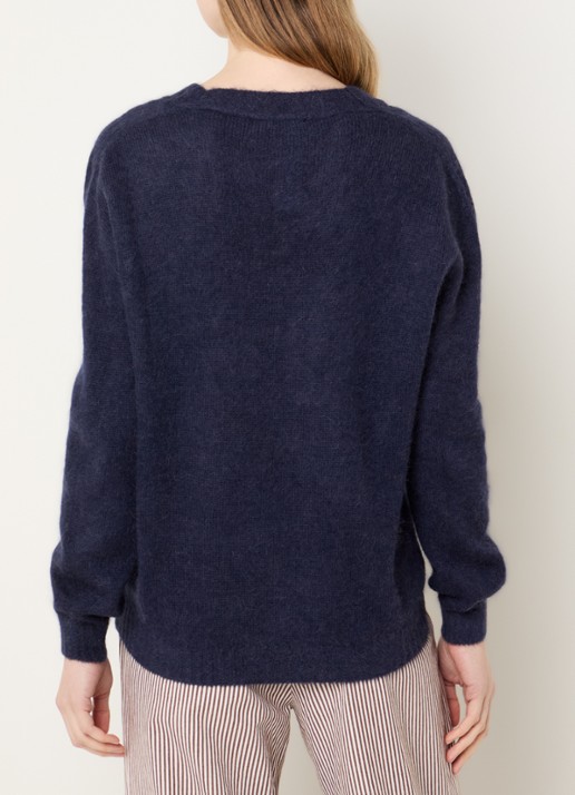 River Woods Fijngebreide trui in alpaca wolblend  - achterkant 4 donkerblauw