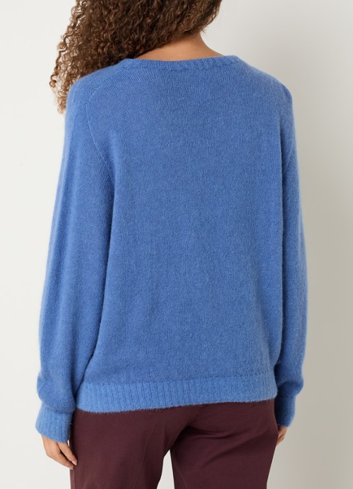River Woods Fijngebreide trui met ronde hals - achterkant blauw