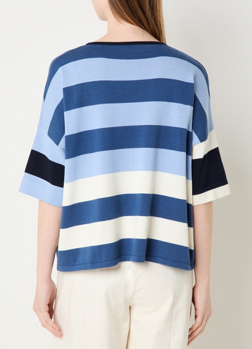 River Woods Fijngebreide trui met streepprint - achterkant 3 blauw