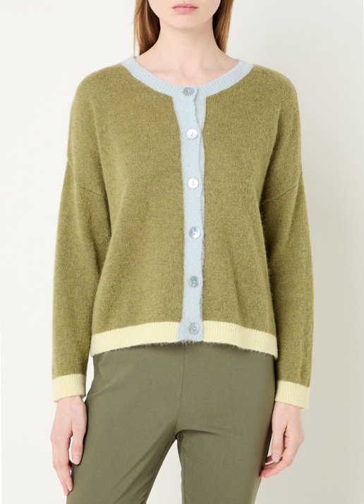 River Woods Grofgebreid vest in alpaca wolblend met streepprint