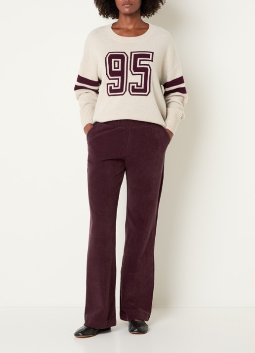 River Woods High waist loose fit broek met steekzakken - voorkant 3 bordeauxrood