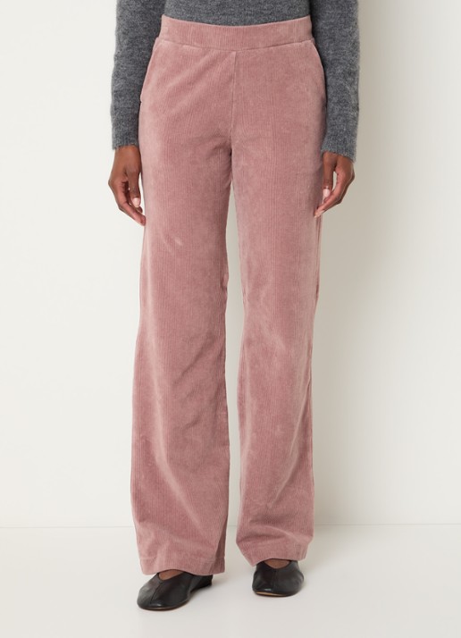 River Woods High waist loose fit broek van fluweel met steekzakken