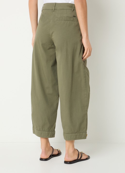 River Woods High waist loose fit cropped broek met steekzakken - achterkant khaki