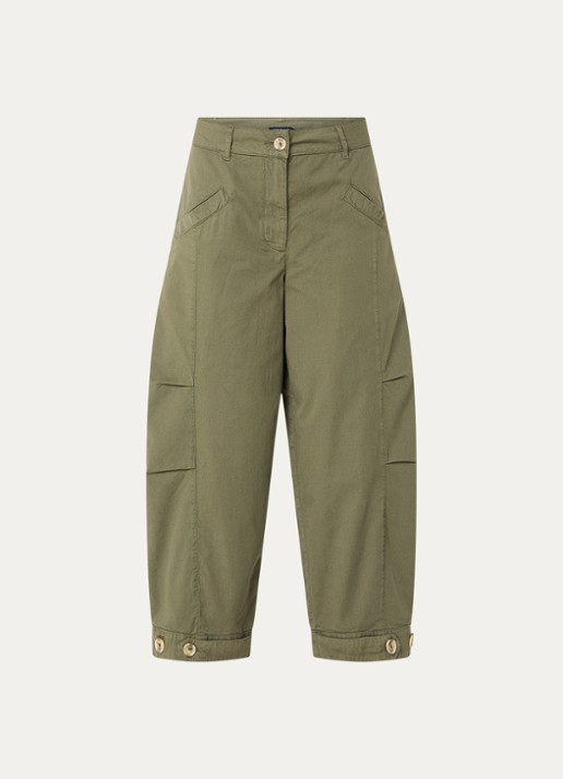 River Woods High waist loose fit cropped broek met steekzakken - voorkant 3 khaki