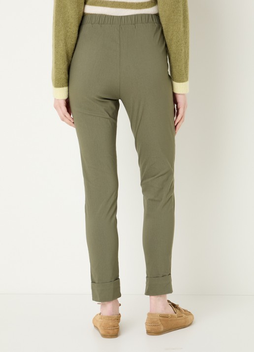 River Woods High waist slim fit broek met strech - achterkant 4 mosgroen