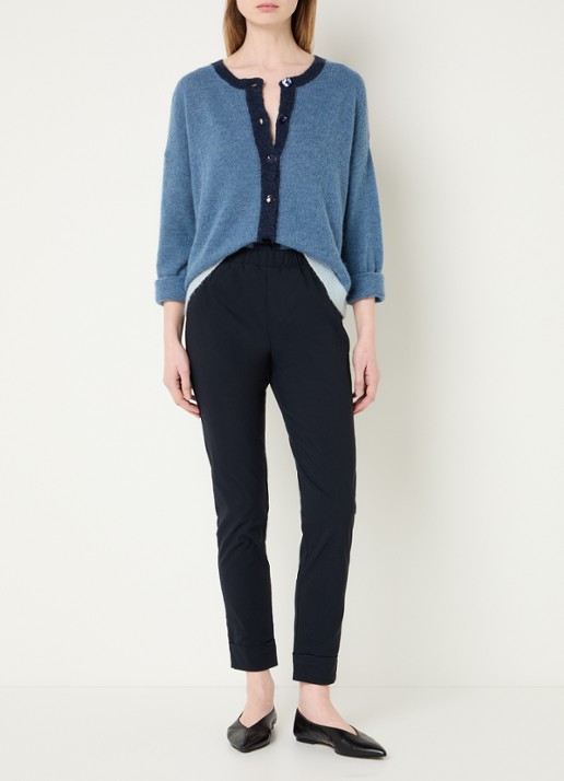 River Woods High waist slim fit broek met strech - voorkant 2 donkerblauw