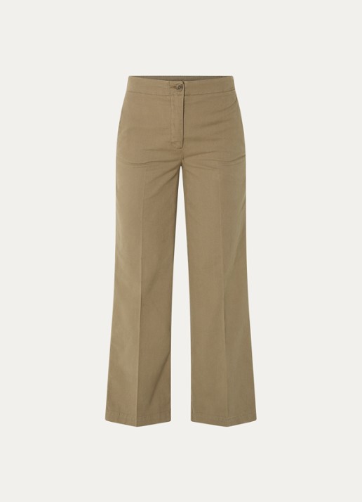 River Woods High waist straight fit broek met steekzakken - voorkant 3 khaki