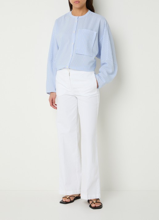 River Woods High waist straight fit broek met steekzakken - voorkant 3 wit