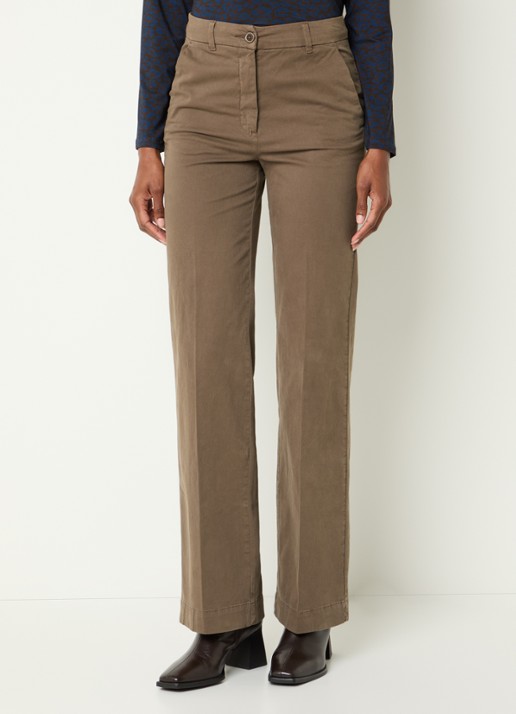 River Woods High waist straight fit broek met steekzakken