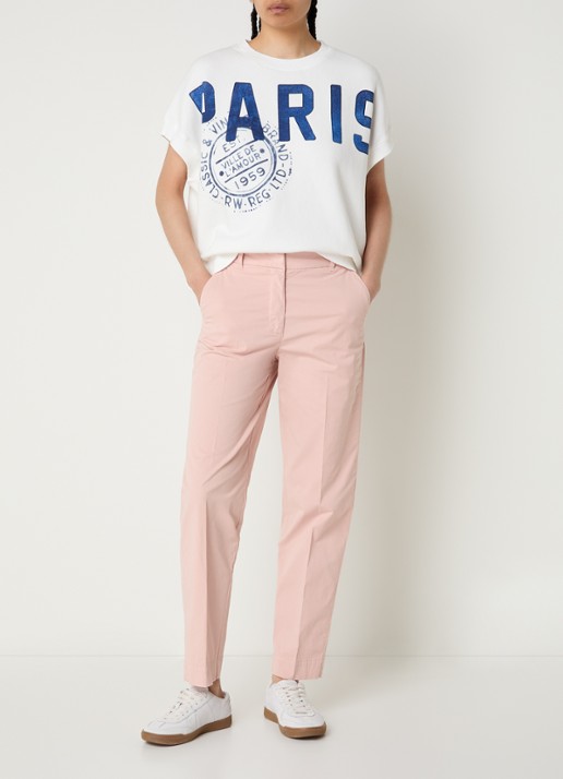 River Woods High waist straight fit chino met steekzakken  - voorkant 3 lichtroze