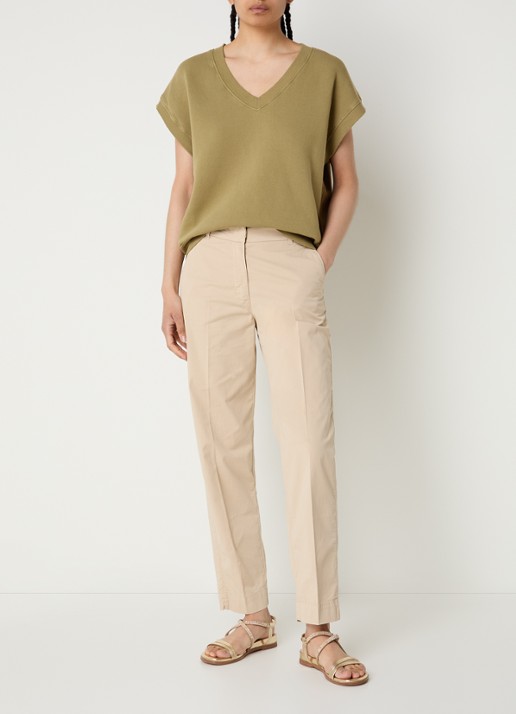 River Woods High waist straight fit chino met steekzakken  - voorkant 4 zand