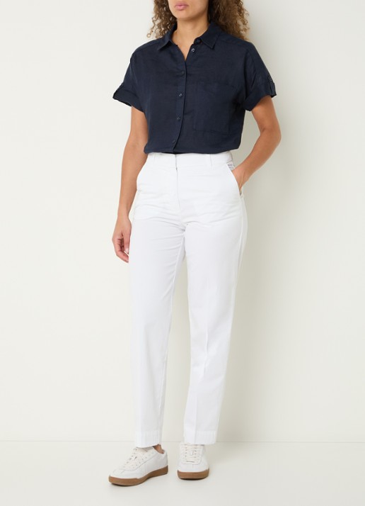 River Woods High waist straight fit chino met steekzakken  - voorkant 3 wit