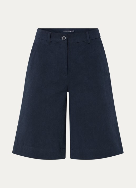 River Woods High waist straight fit korte broek met steekzakken - voorkant donkerblauw