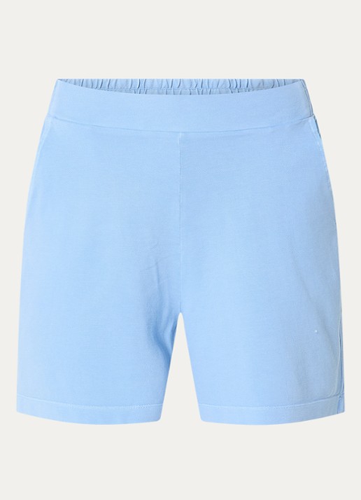 River Woods High waist straight fit korte broek met steekzakken - voorkant blauw