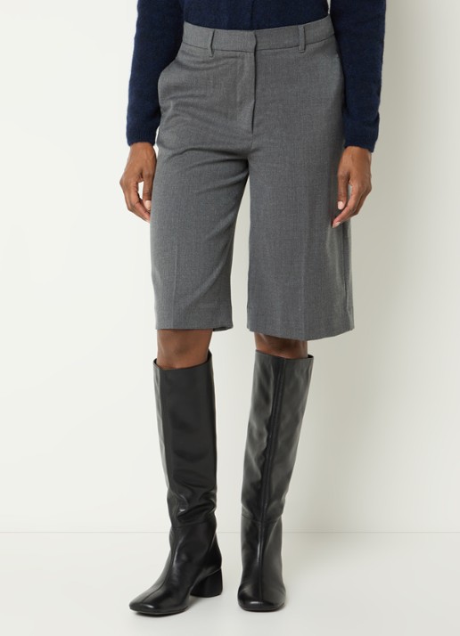 River Woods High waist straight fit korte pantalon in wolblend