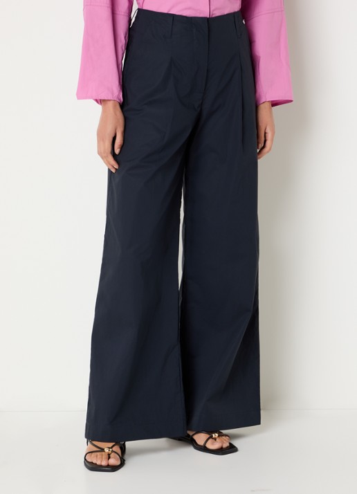 River Woods High waist straight leg pantalon met steekzakken - detail 4 donkerblauw