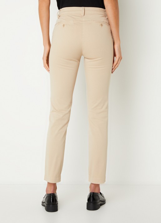 River Woods High waist tapered fit cropped chino met steekzakken - achterkant beige