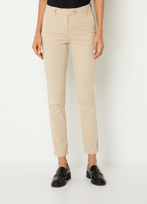 River Woods High waist tapered fit cropped chino met steekzakken - detail 2 beige