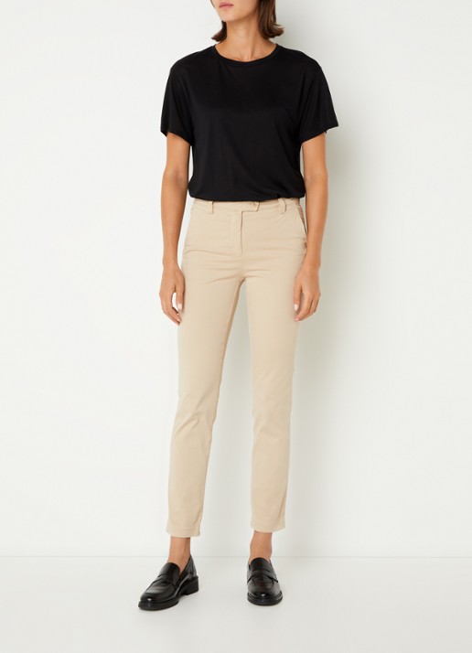 River Woods High waist tapered fit cropped chino met steekzakken - voorkant 4 beige