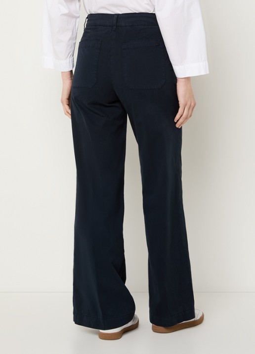 River Woods High waist wide fit broek met steekzakken - achterkant donkerblauw