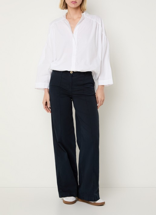 River Woods High waist wide fit broek met steekzakken - voorkant 4 donkerblauw