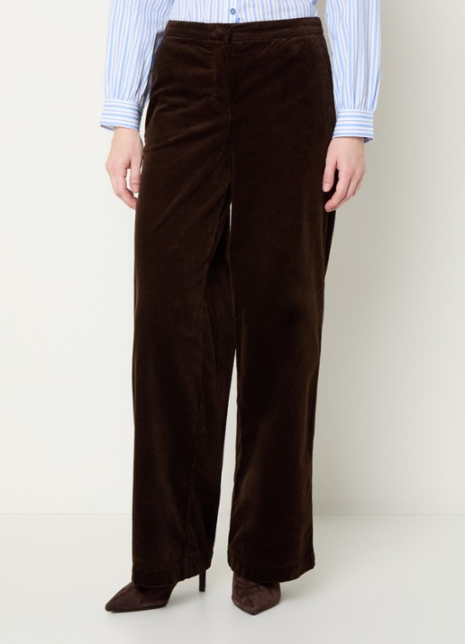 River Woods High waist wide fit broek van corduroy met steekzakken