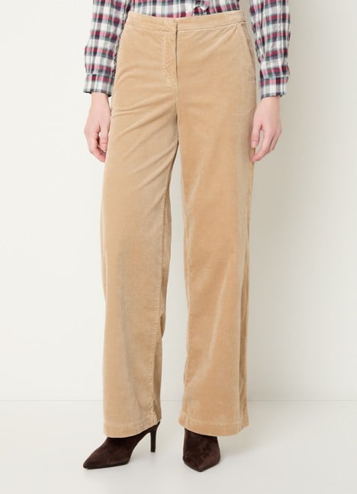River Woods High waist wide fit broek van corduroy met steekzakken