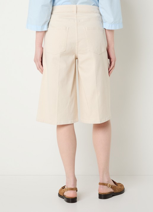 River Woods High waist wide fit korte broek met steekzakken - achterkant creme