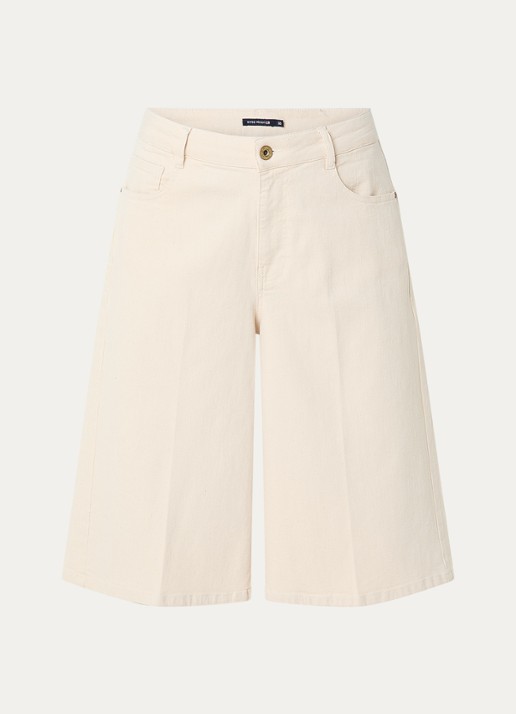 River Woods High waist wide fit korte broek met steekzakken - voorkant 2 creme