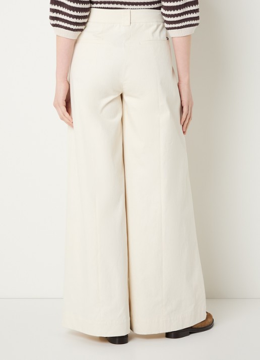 River Woods High waist wide fit palazzo broek met steekzakken - achterkant gebroken wit