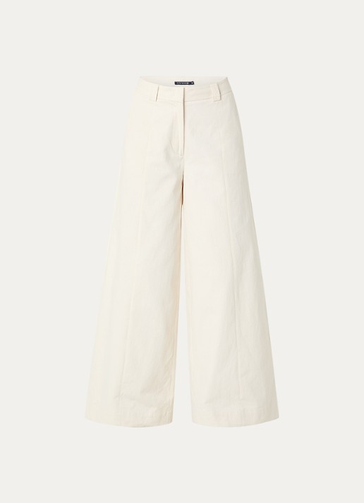 River Woods High waist wide fit palazzo broek met steekzakken - voorkant 2 gebroken wit