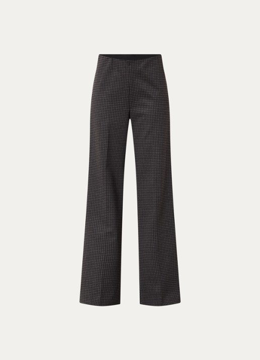 River Woods High waist wide fit pantalon met pied-de-poule dessin - voorkant donkerblauw