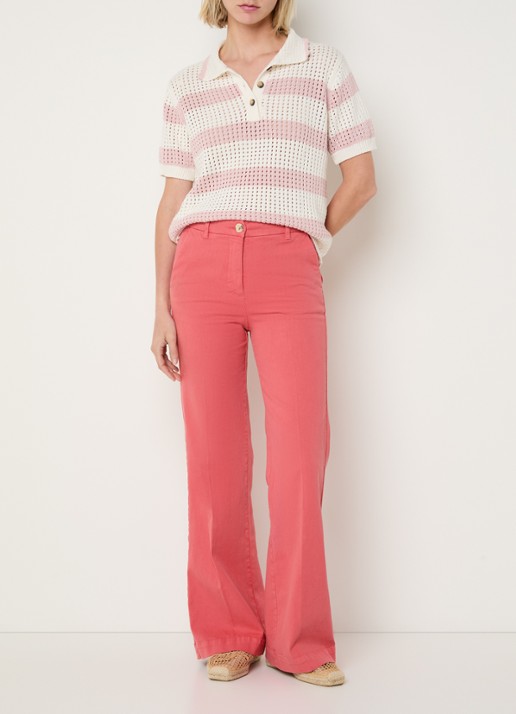 River Woods High waist wide leg broek met steekzakken - voorkant 3 cranberryrood