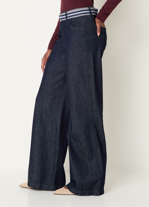 River Woods High waist wide leg jeans met donkere wassing - detail 2 indigo