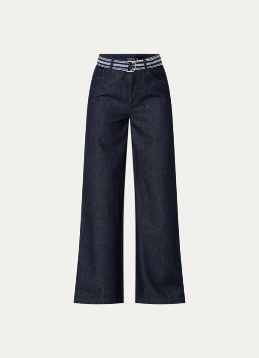 River Woods High waist wide leg jeans met donkere wassing - voorkant 4 indigo