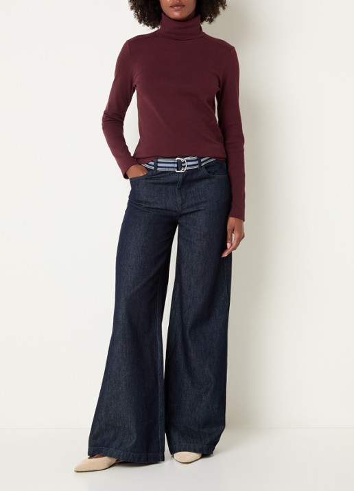 River Woods High waist wide leg jeans met donkere wassing - voorkant 5 indigo