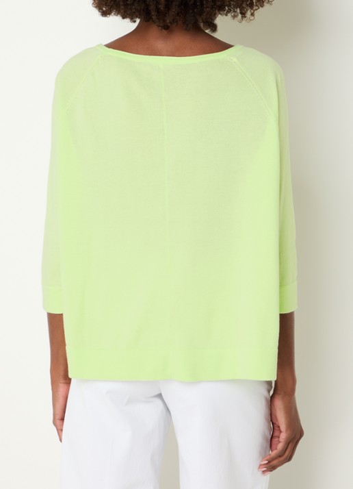 River Woods Longsleeve met ronde hals - achterkant felgroen
